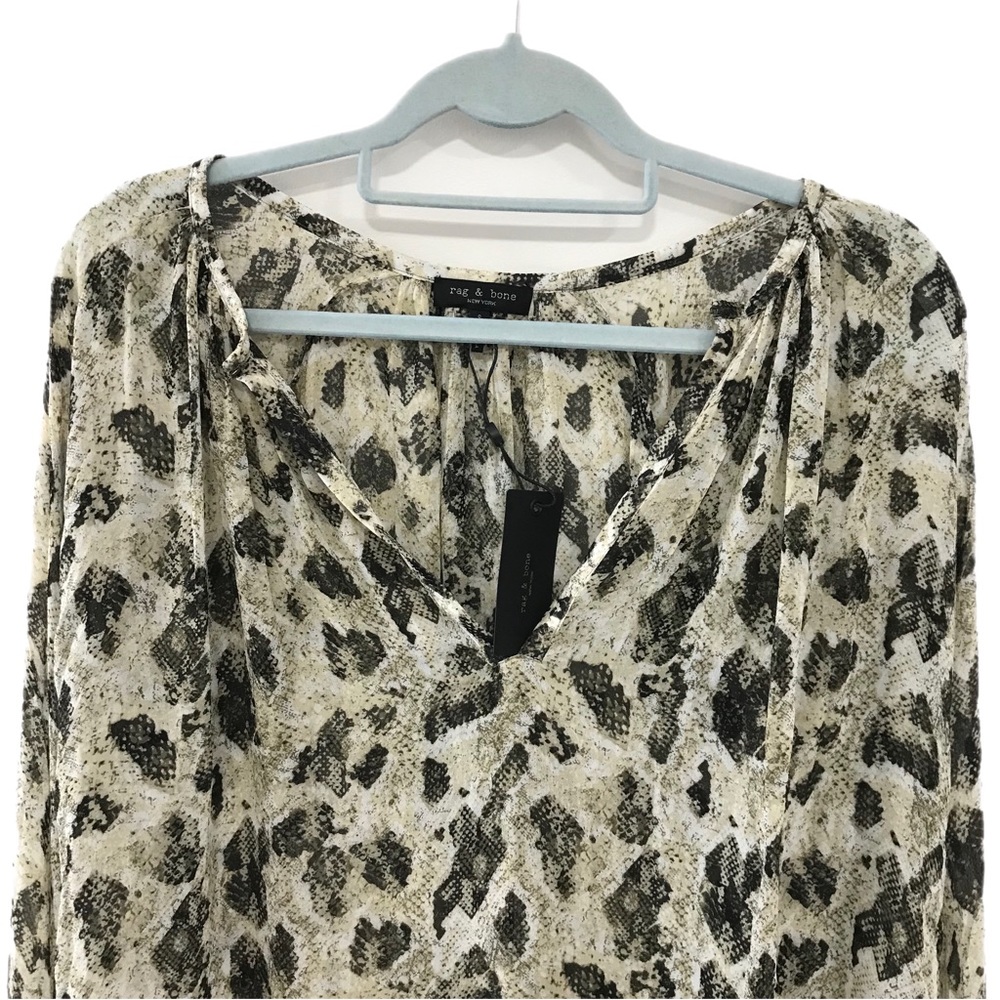 Rag & Bone Light Green Yuni Printed Blouse - Picture 2 of 8